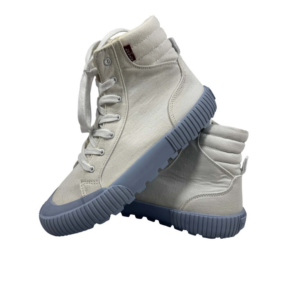 LEVI'S Women Canvas High‎ Top Boots Casual White Blue Size 8